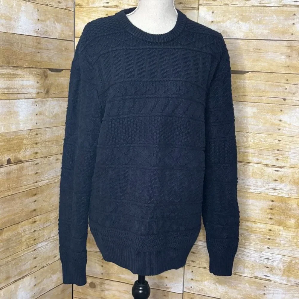 J. CREW COTTON CABLE KNIT HEAVYWEIGHT PREPPY CASUAL CLASSIC ROUND NECK SWEATER